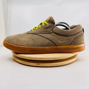 Nike Lunarlon Swingtip Suede Spikeless Golf Shoes Men's 11 Wide Ridgerock / Gum